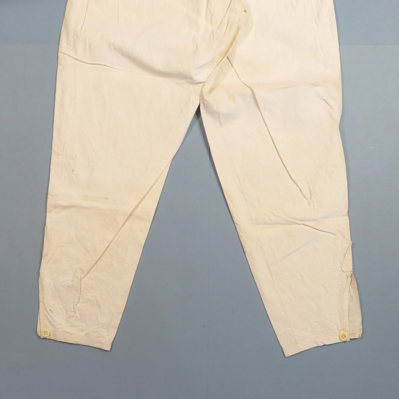 CALECON LONG BLANC REGLEMENTAIRE DATE 1940 EQUIPEMENT SOUS-VETEMENTS MILITAIRE CAMPAGNE 1939 1940 EN TOILE DE COTON