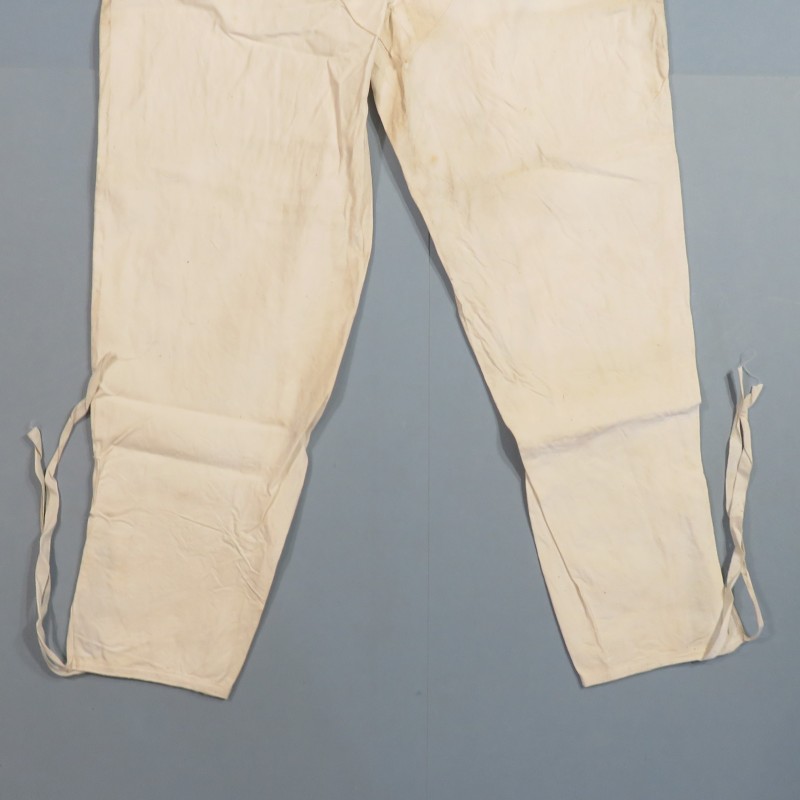 CALECON LONG BLANC REGLEMENTAIRE DATE 1939 EQUIPEMENT SOUS-VETEMENTS MILITAIRE CAMPAGNE 1939 1940 EN TOILE DE COTON