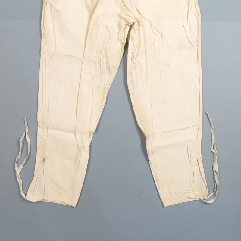 CALECON LONG BLANC REGLEMENTAIRE DATE 1939 EQUIPEMENT SOUS-VETEMENTS MILITAIRE CAMPAGNE 1939 1940 EN TOILE DE COTON