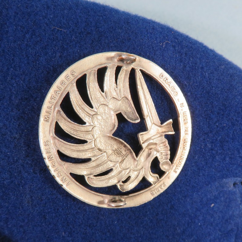 PARATROOPER BLEU HAT ALGERIAN WAR 1953-56 BADGE DRAGO ROMAINVILLE