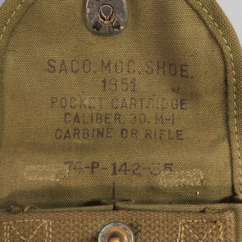 PORTE CHARGEURS CARABINE USM1 OU CLIPS DE FUSIL GARAND US MODELE DATE 1951 GUERRE DE COREE FABRICANT SACO. MOC. SHOE. 1951