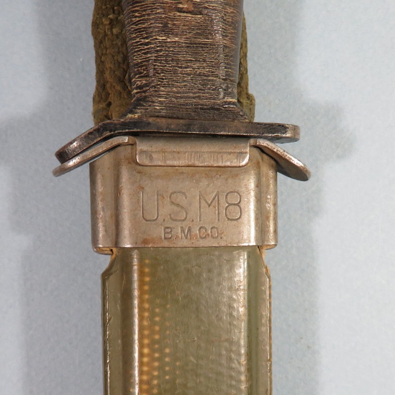 COUTEAU DE COMBAT USM3 UTICA MARQUAGE GARDE FOURREAU USM8  B.M.CO. MATRICULE OU NUMEROTE SUR LE POMMEAU