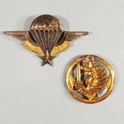 ENSEMBLE PARACHUTISTE BREVET MOURGEON NUMEROTE 326890 ANNEE 1972 TROUVE AVEC L'INSIGNE DE BERET PARA COLO