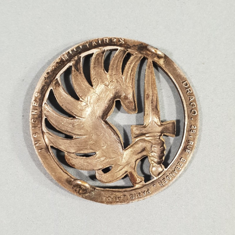 INSIGNE DE BERET PARACHUTISTE FABRICATION DRAGO RUE BERANGER 1946 - 1950 TAP INDOCHINE ALGERIE