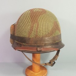 CASQUE FRANCAIS MODELE 1951 AVEC CAMOUFLAGE ET PANSEMENT ETAT NEUF DE STOCK LOURD M.MA.OU 1952 ET LINER FRANCK 1952