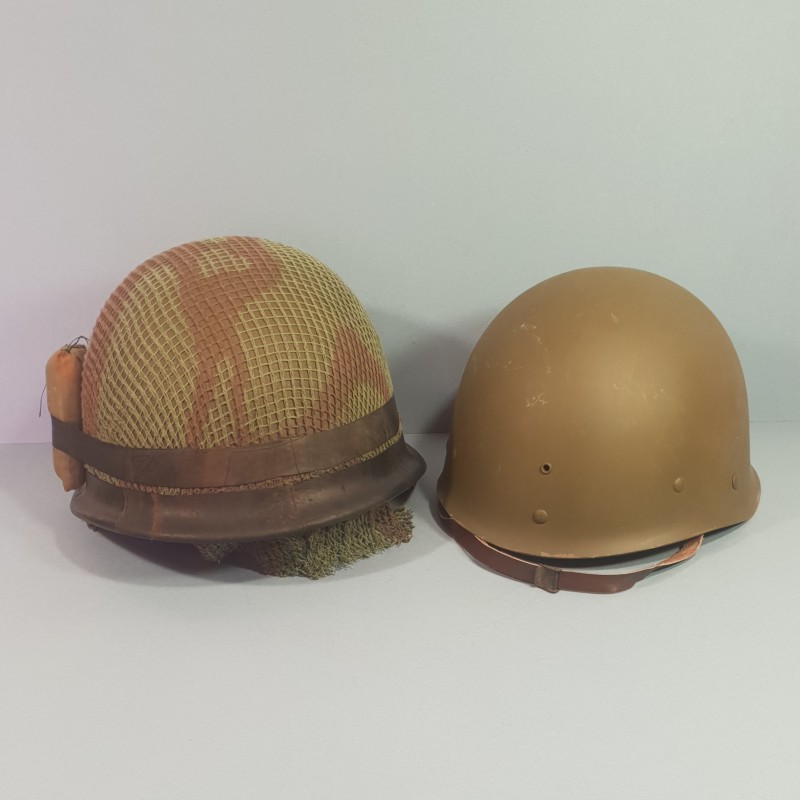 CASQUE FRANCAIS MODELE 1951 AVEC CAMOUFLAGE ET PANSEMENT ETAT NEUF DE STOCK LOURD M.MA.OU 1952 ET LINER FRANCK 1952