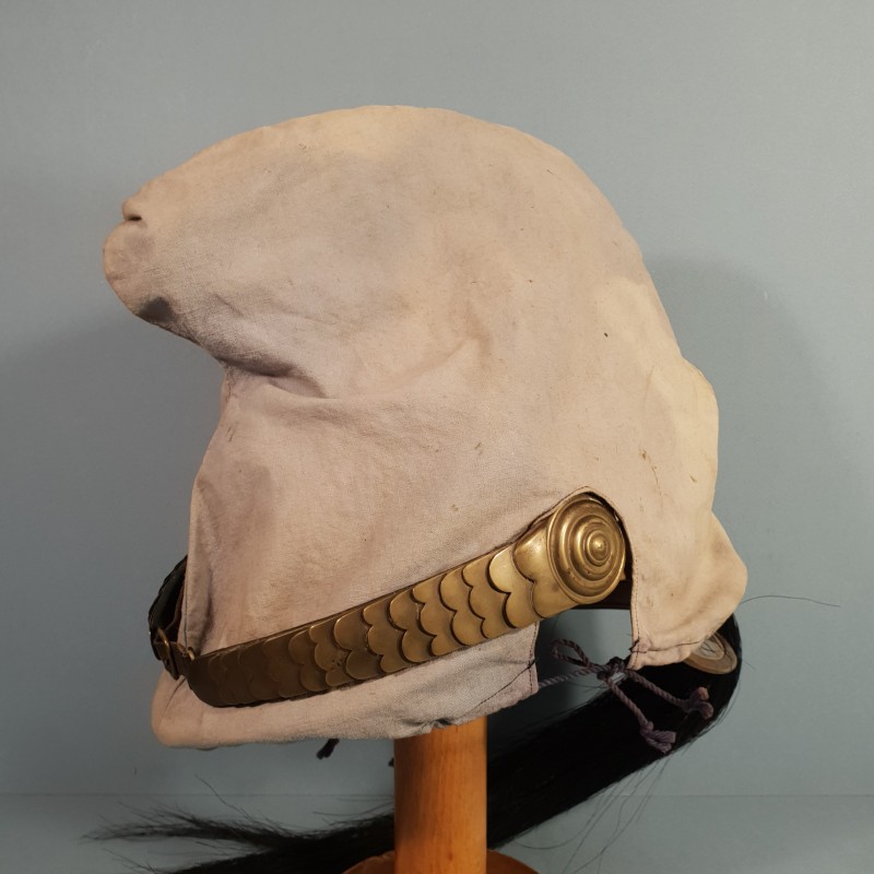 CASQUE DE DRAGON MODELE TROUPE 1874 AVEC SON COUVRE CASQUE CAVALERIE FRANCAISE GUERRE 1914 1918