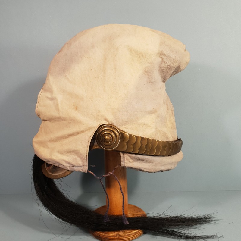 CASQUE DE DRAGON MODELE TROUPE 1874 AVEC SON COUVRE CASQUE CAVALERIE FRANCAISE GUERRE 1914 1918