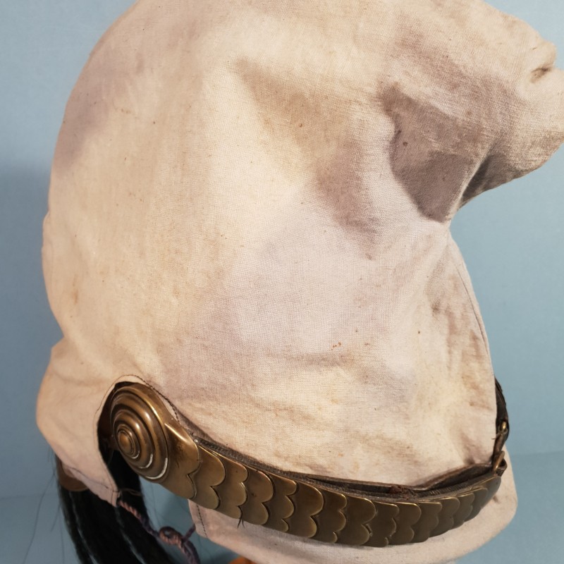 CASQUE DE DRAGON MODELE TROUPE 1874 AVEC SON COUVRE CASQUE CAVALERIE FRANCAISE GUERRE 1914 1918