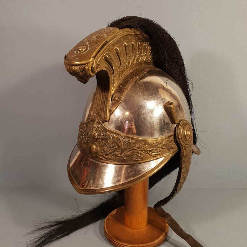 CASQUE DE DRAGON MODELE TROUPE 1874 AVEC SON COUVRE CASQUE CAVALERIE FRANCAISE GUERRE 1914 1918