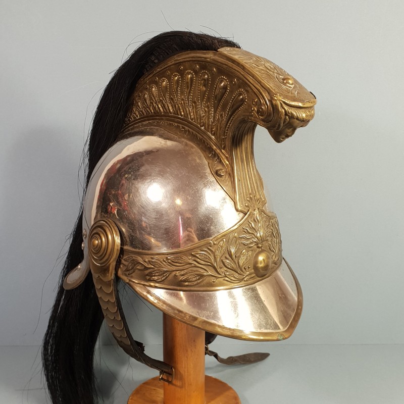 CASQUE DE DRAGON MODELE TROUPE 1874 AVEC SON COUVRE CASQUE CAVALERIE FRANCAISE GUERRE 1914 1918