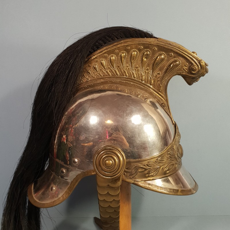 CASQUE DE DRAGON MODELE TROUPE 1874 AVEC SON COUVRE CASQUE CAVALERIE FRANCAISE GUERRE 1914 1918