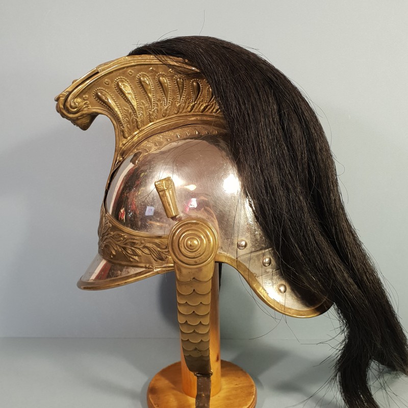 CASQUE DE DRAGON MODELE TROUPE 1874 AVEC SON COUVRE CASQUE CAVALERIE FRANCAISE GUERRE 1914 1918