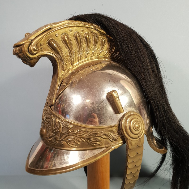 CASQUE DE DRAGON MODELE TROUPE 1874 AVEC SON COUVRE CASQUE CAVALERIE FRANCAISE GUERRE 1914 1918