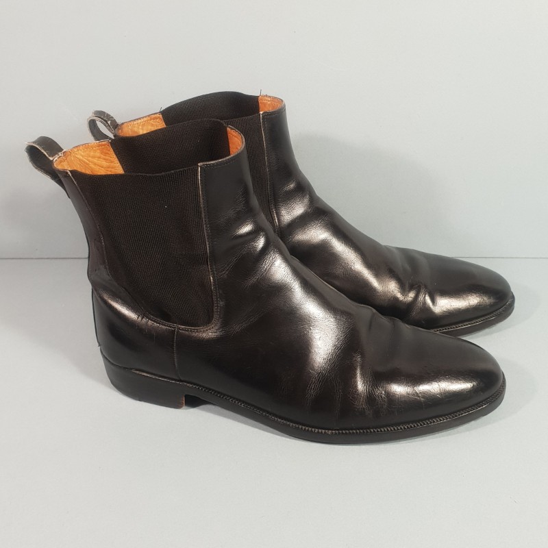 PAIRE DE CHAUSSURES OU BOTTINES REGLEMENTAIRE EN CUIR NOIR POUR OFFICIERS MODELE 1914 1931 TENUE 1931 FAB BERLUTI