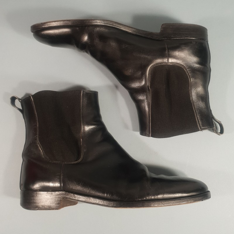 PAIRE DE CHAUSSURES OU BOTTINES REGLEMENTAIRE EN CUIR NOIR POUR OFFICIERS MODELE 1914 1931 TENUE 1931 FAB BERLUTI