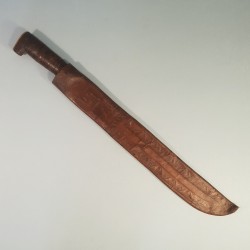 MACHETTE US N°37 COLLINS & CO LEGITIMUS FOURREAU CUIR DECORE MARQUE US SIGNAL CORPS WW1 OU WW2