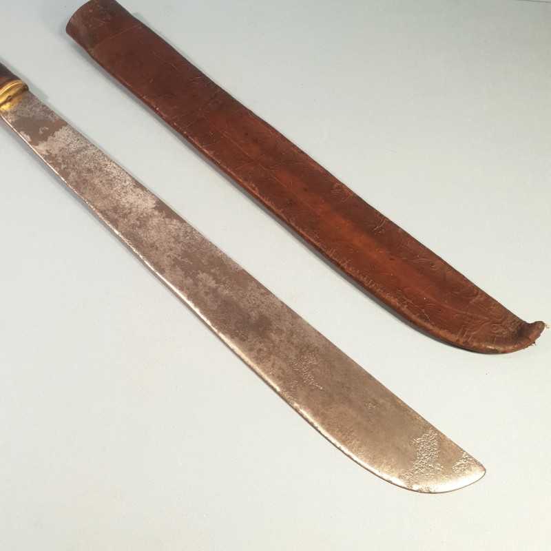 MACHETTE US N°37 COLLINS & CO LEGITIMUS FOURREAU CUIR DECORE MARQUE US SIGNAL CORPS WW1 OU WW2