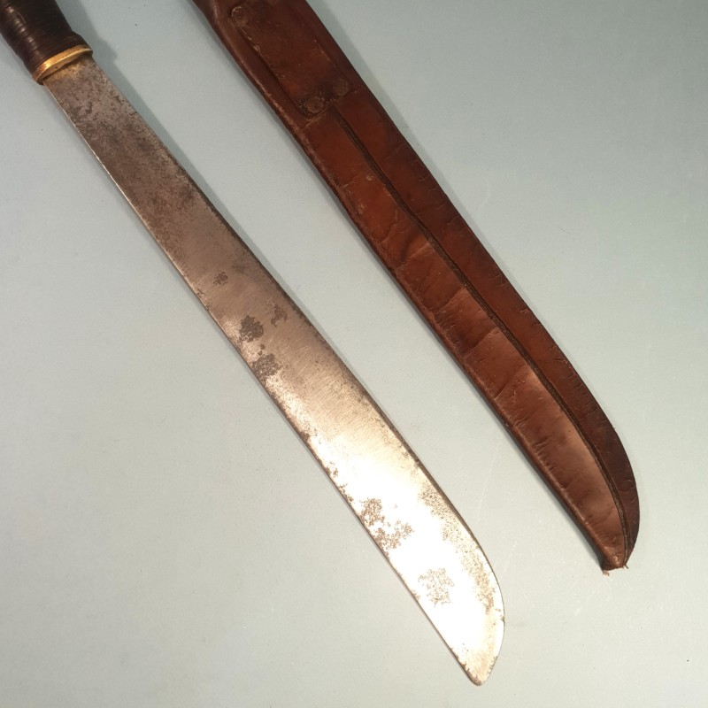 MACHETTE US N°37 COLLINS & CO LEGITIMUS FOURREAU CUIR DECORE MARQUE US SIGNAL CORPS WW1 OU WW2