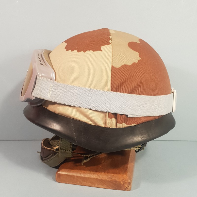 CASQUE F1 CAMOUFLE DAGUET GUERRE DU GOLF 1990 - 1991 COUVRE CASQUE ET LUNETTES BOLLE LEGION ETRANGERE DESERT STROM