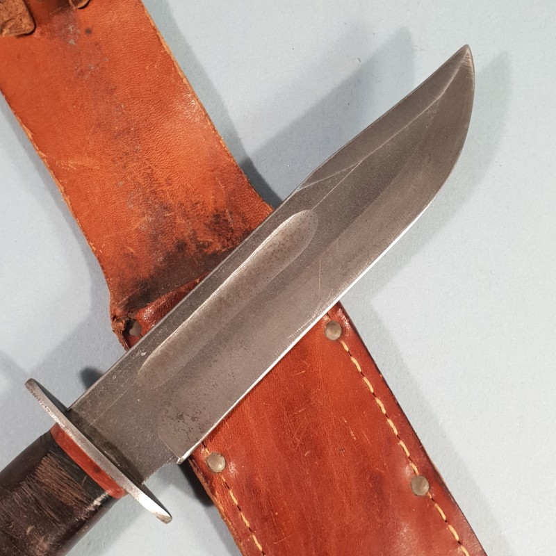 SUPERBE !! COUTEAU COMBAT DE GI US PAL RH 36 GRAND MODELE TRES BELLE LAME PARKERISEE FOURREAU CUIR FIGTH KNIFE WW2