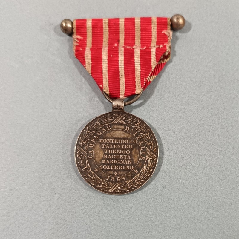 MEDAILLE EN ARGENT DE LA CAMPAGNE D'ITALIE NAPOLEON III 1859 SECOND EMPIRE SIGNEE BARRE